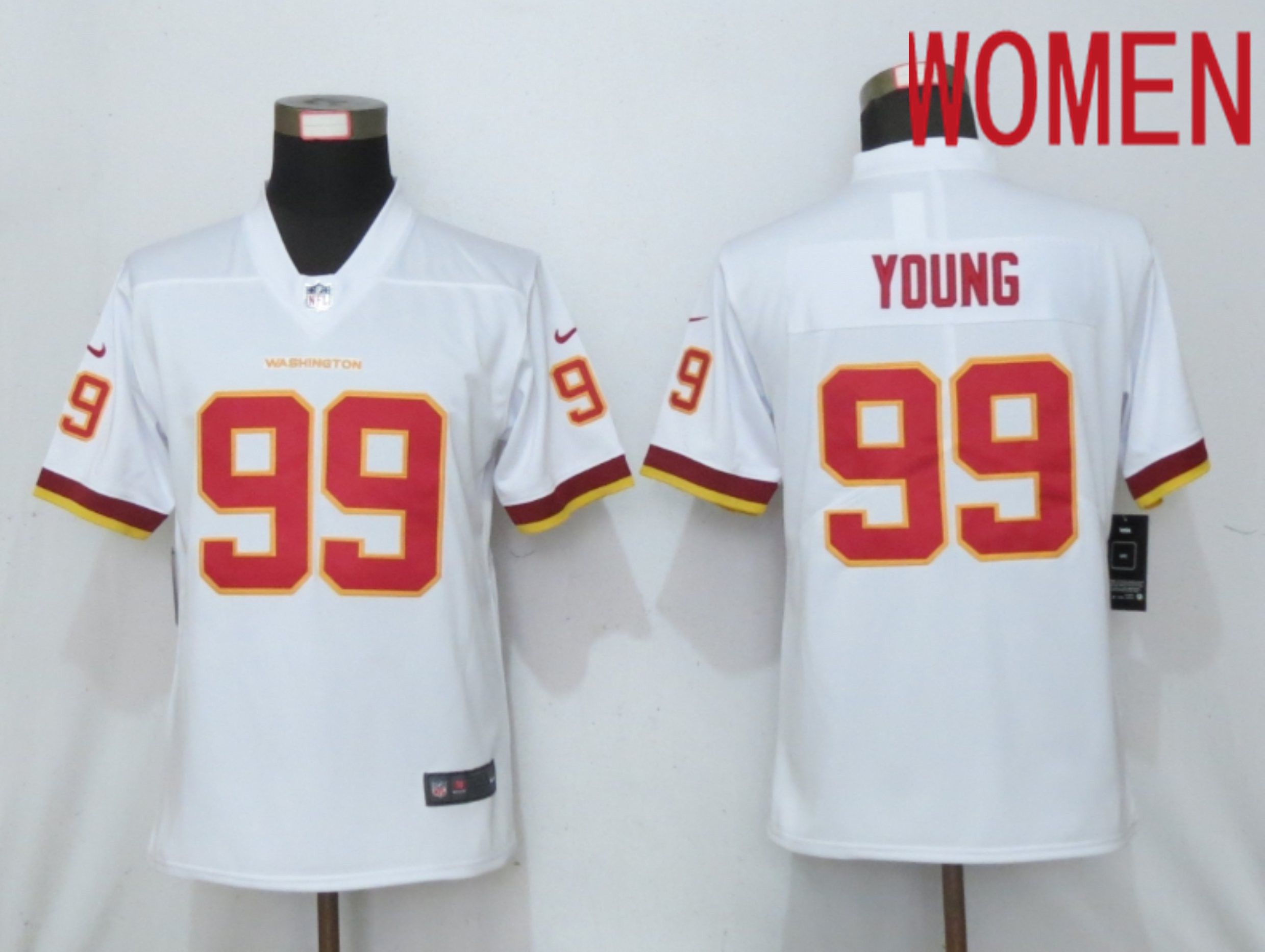 Women Washington Redskins 99 Young White 2020 Vapor Untouchable Elite Play NFL Nike Jerseys